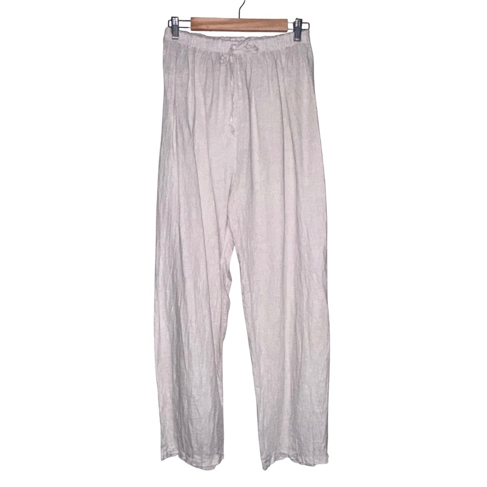 Arte In Italia 100% Linen Drawstring Pants Made in Italy Beige Womens M - Picture 3 of 10